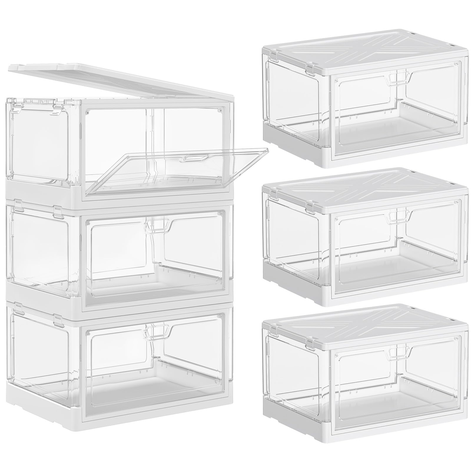 Amazon.com - SNSLXH Clear Storage Bins with Lids, Stackable
